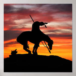 Het einde van het Trail Sihouette op het Sunset Po Poster