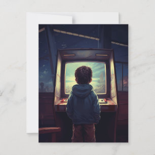 Het Eindniveau   Een Retro Arcade Droom Briefkaart
