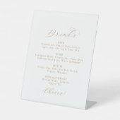Het Elegant Gold Script Wedding Drink Menu Sign Reclamebord Met Voetstuk (Voorkant)