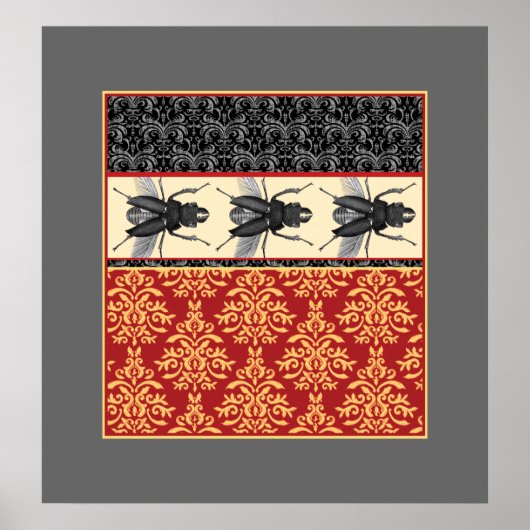 Het Elegant Insect - Bugs op Brocade Poster (Voorkant)