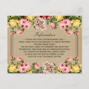 Het Elegant Vintage Floral Wedding Collectie Informatiekaartje