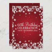 Het elegante 60ste Rood van de Fonkeling van de Kaart (Voorkant / Achterkant)