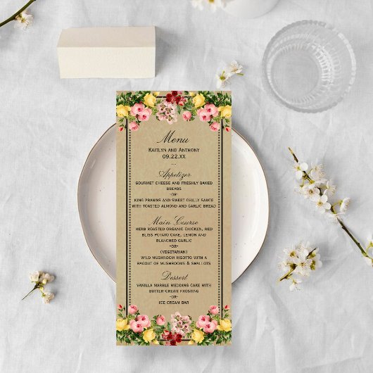 Het Elegante  Bloemen Wedding Collectie Menu