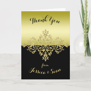 Het elegante, Elegante Gouden & Zwarte Huwelijk Bedankkaart