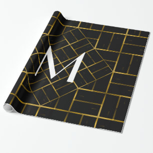 Het elegante Geometrische Gouden Monogram van het Cadeaupapier