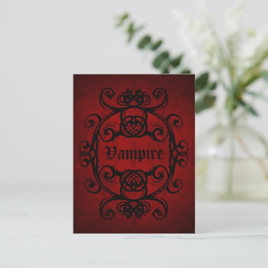 Het elegante gotische rood en zwarte van het briefkaart (Staand voorkant)