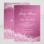 Het elegante het Fonkelen van het Baby shower Roze Kaart (Voorkant / Achterkant)