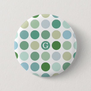 Het elegante kleurrijke groene monogram van het ronde button 5,7 cm