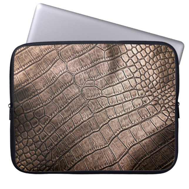 Het elegante lederpatroon sluit dicht.  laptop sleeve (Voorkant)