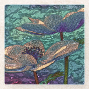 Het elegante Mooie Blauwe Gemetalliseerde Art. van Glazen Onderzetter