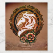 Het elegante paardenhoofd versierd met bloemen. wijn etiket (Enkel label)