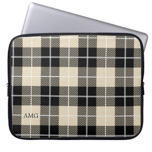 Het elegante Patroon van de Plaid van de Kameel Laptop Sleeve