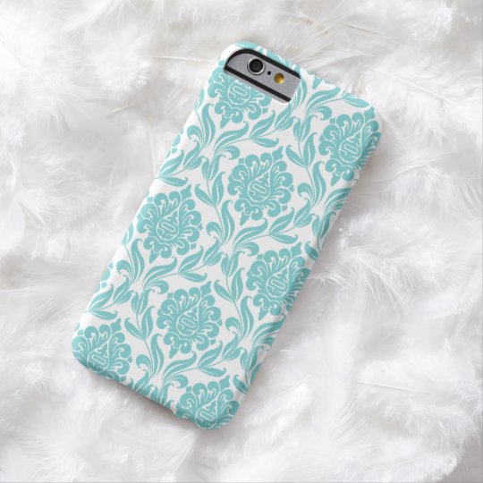 Het elegante Patroon van het Damast Aqua Barely There iPhone 6 Hoesje