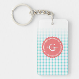 het elegante preppy turkooise monogram van het sleutelhanger