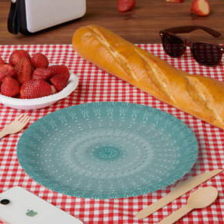 Het elegante Zee Blue Mandala Papieren Bordje