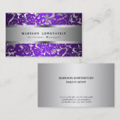 Het elegante Zilver bloeit de Versierd Paars van Visitekaartje (Voorkant / Achterkant)