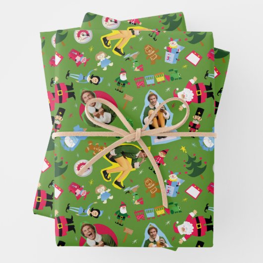 Het Elf en het Kerst Icons Pattern Inpakpapier Vel (In situ)