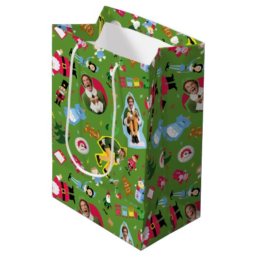 Het Elf en het Kerst Icons Pattern Medium Cadeauzakje (Voorkant Gekanteld)