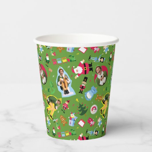 Het Elf en het Kerst Icons Pattern Papieren Bekers (Achterkant)