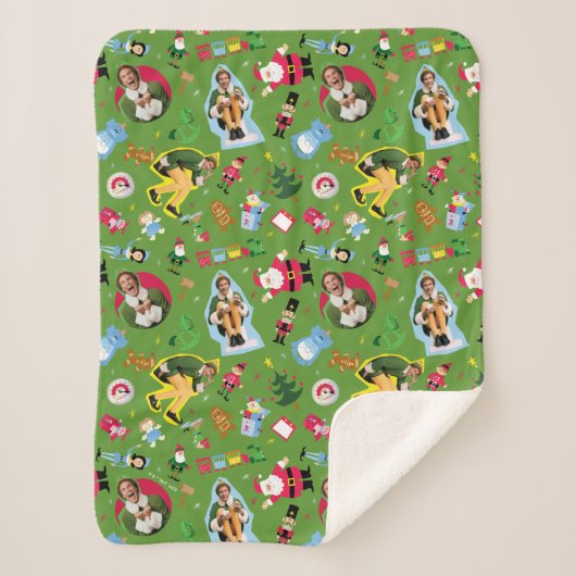Het Elf en het Kerst Icons Pattern Sherpa Deken (Voorkant)