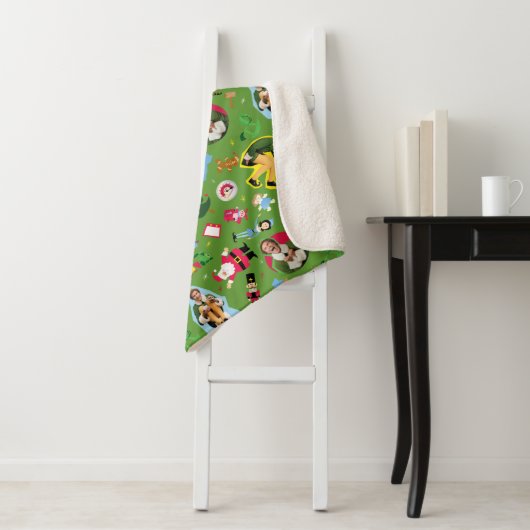 Het Elf en het Kerst Icons Pattern Sherpa Deken (In situ)