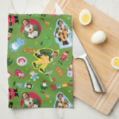 Het Elf en het Kerst Icons Pattern Theedoek (Quarter Fold)
