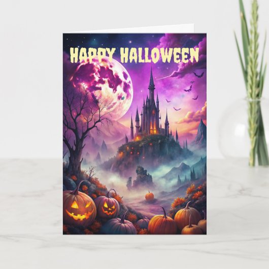 Het enge Halloween Haunted Castle Feestdagen Kaart (Voorkant)