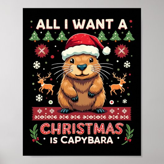 Het enige wat ik wil is een Capybara kerstkamp Poster (Voorkant)