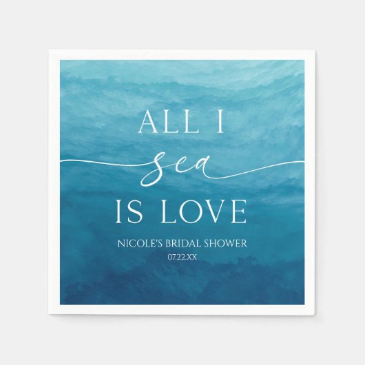 Het enige wat ik Zee is Love Ocean Beach Zee Vrijg Servet (Voorkant)