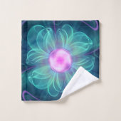 Het Enigma Bloom, een Aqua-Violet Fractal Flower Bad Handdoek (Wasdoekje)