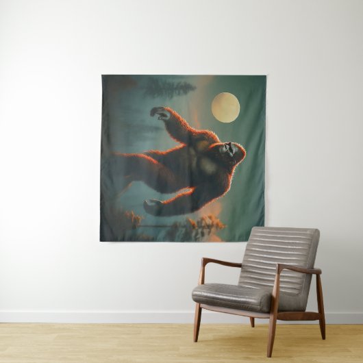 Het Enigma van het Bos: Bigfoot Wandkleed (In Situ (horizontaal))