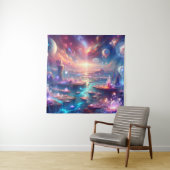 Het etherische buitenaardse landschap met zwevende wandkleed (In situ)