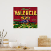 Het etiket Valencia Apple - Watsonville, CA Poster (Keuken)