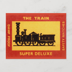 Het etiket van de trein briefkaart