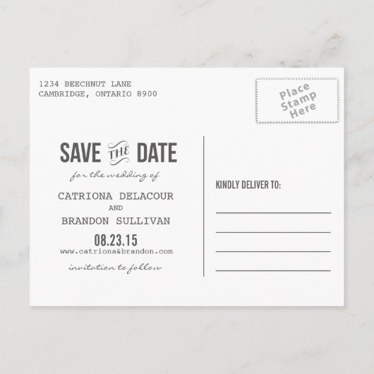 Het Etiket van het Chalkboard Foto sparen het Brie Aankondigingskaart (Achterkant)