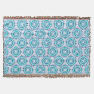 het etnische blauwgroen mandala - patroon . deken