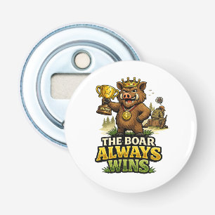 Het everzwijn wint altijd button flesopener