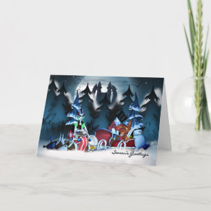 Het familiebezoek, gotische kerst Kaart