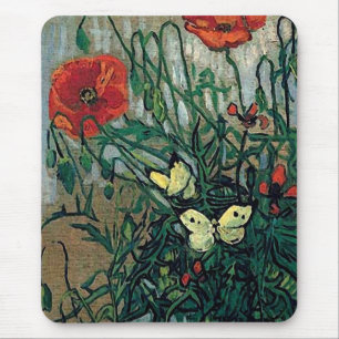 Het Fine Art. van papavers en Butterflies Van Gogh Muismat