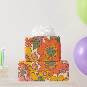 Het Floral Pattern-patroon van 1970 Cadeaupapier