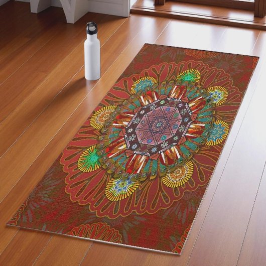 Het Floral Red van Squire Manipur Mandala Yogamat