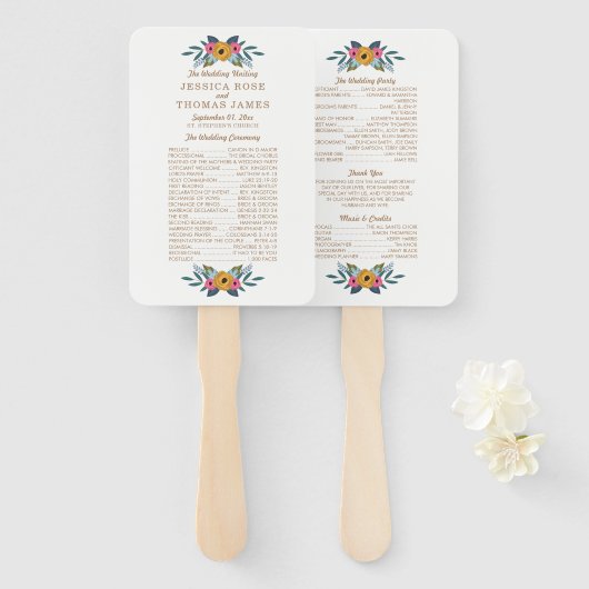 Het Floral Wreath White Wedding Collectie Handwaaier (Voorkant en achterkant)