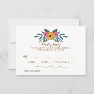 Het Floral Wreath White Wedding Collectie RSVP Kaartje