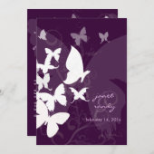 Het fluiten langs... vlinders, wit/plum, 5x7 invul kaart (Voorkant / Achterkant)