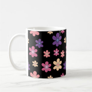 Het fluiten van het Petals Patroon in Zwart Koffiemok