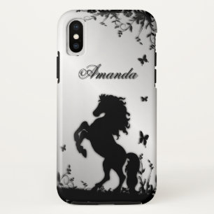 Het fokken van Zwarte Stallion/Horse op Zilver Per iPhone X Hoesje