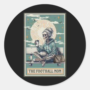 Het Football Mom Skeleton Tarot Kaart Ballpark Mom Ronde Sticker