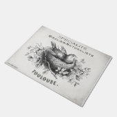 Het Franse  doormat met vogel in het nest. Deurmat (Schuin)