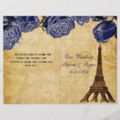 Het Franse Eiffel Tower navy vouded Wedding Progra (Voorkant)