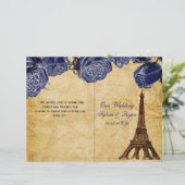 Het Franse Eiffel Tower navy vouded Wedding Progra (Staand voorkant)